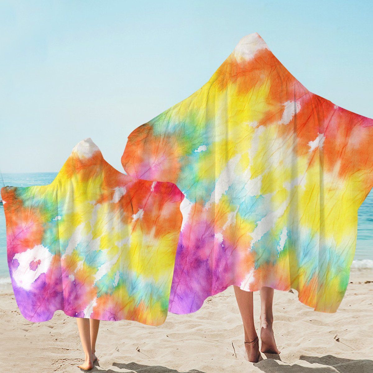 Colored Feathery Peaceful Life Printed Hooded Towel