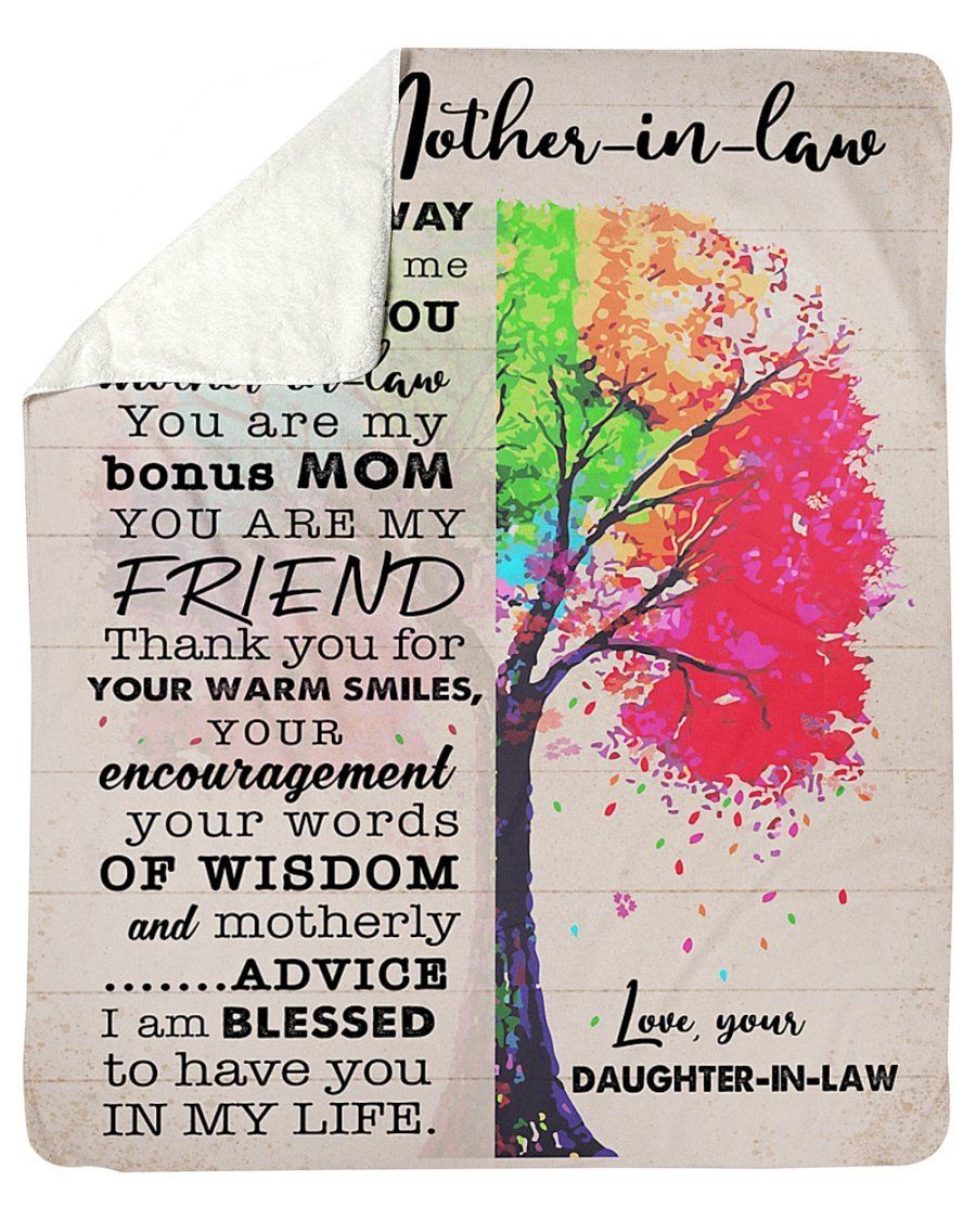 Colored Tree To Mother In Law You Mean Way To Much For Me Fleece Blanket Sherpa Blanket