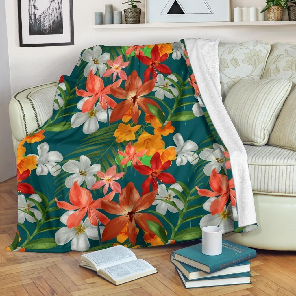 Colorful Amaryllis Pattern Print Design Soft Fleece Blanket