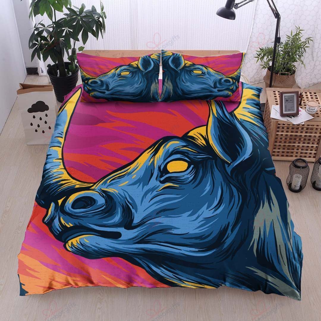 Colorful Art Buffalo Printed Bedding Set