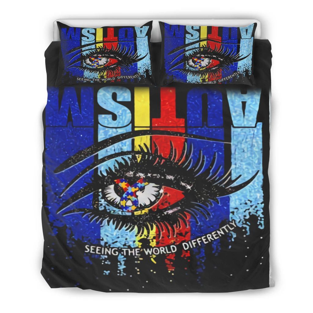 Colorful Autism Seeing The World Differently Eyes Bedding Set