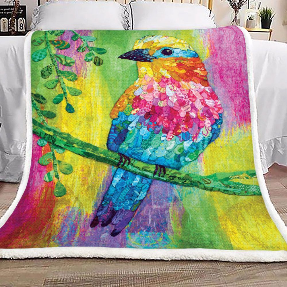 Colorful Bird Sherpa Fleece Blanket