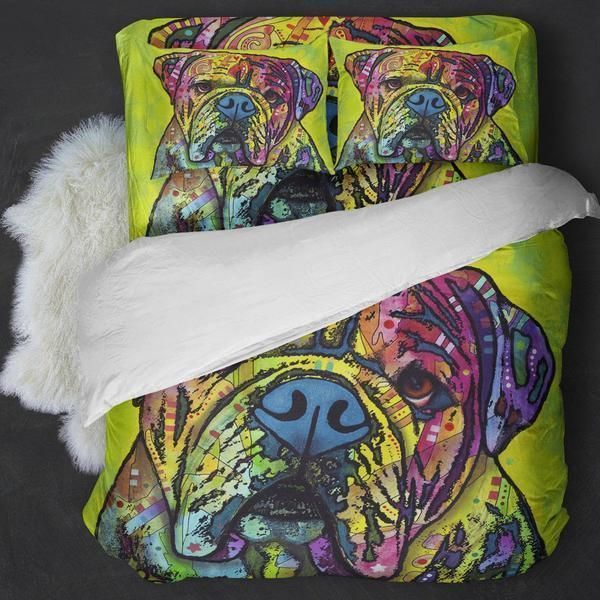 Colorful Bull Dog Head Bedding Set