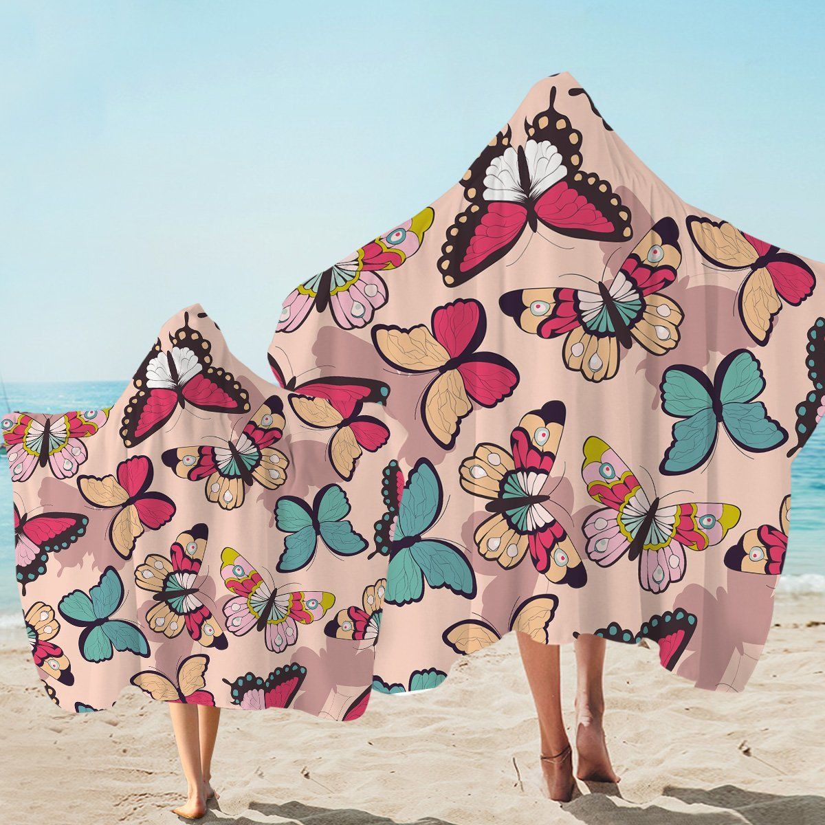 Colorful Butterflies Keep Your Dream Printed Hooded Towel