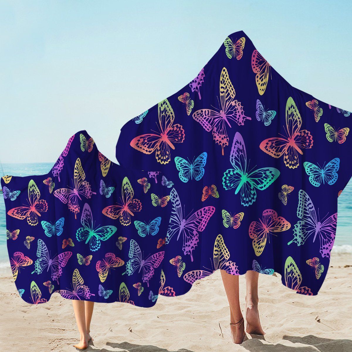 Colorful Butterflies Night Keep Your Dream Printed Hooded Towel