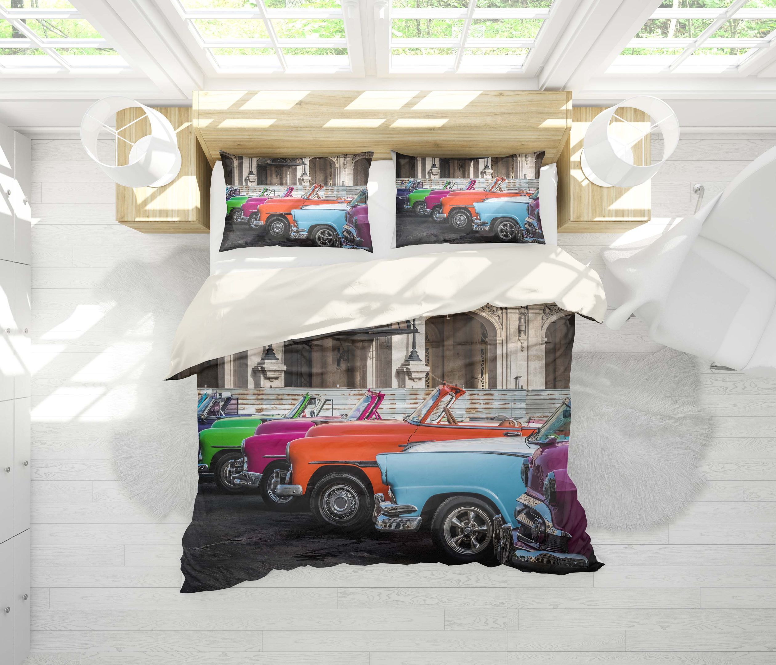 Colorful Car 3d Printed Bedding Set