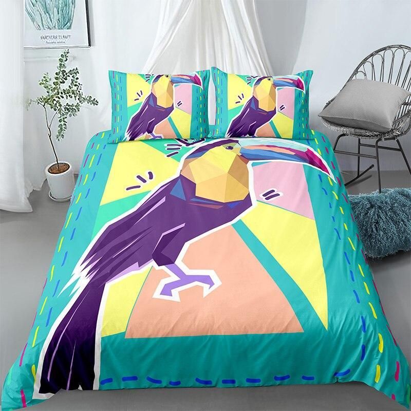 Colorful Cartooned Toucan Bedding Set