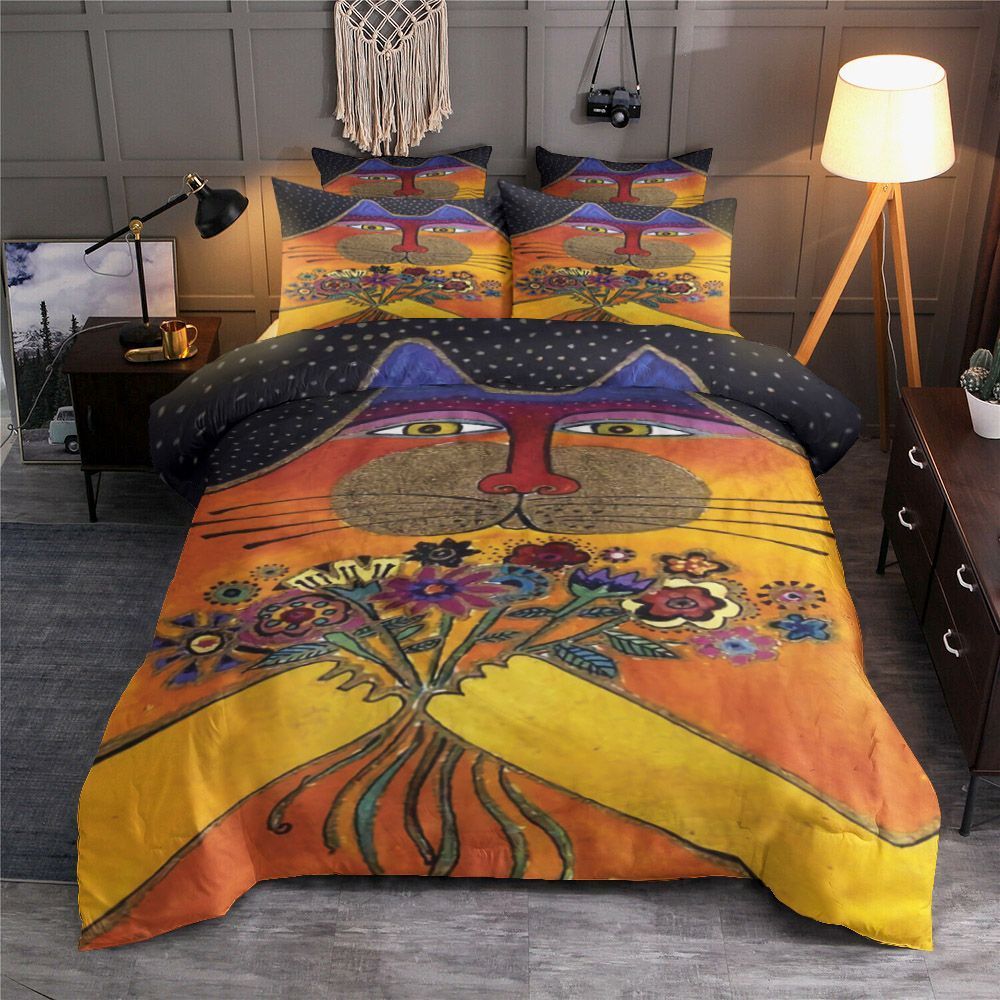 Colorful Cat And Flower Bedding Set