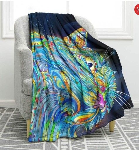 Colorful Cat Sherpa Fleece Blanket