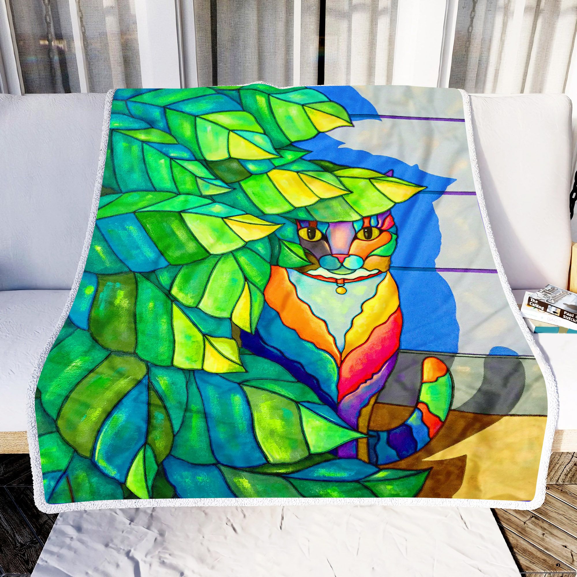 Colorful Cat Painting Fleece Blanket