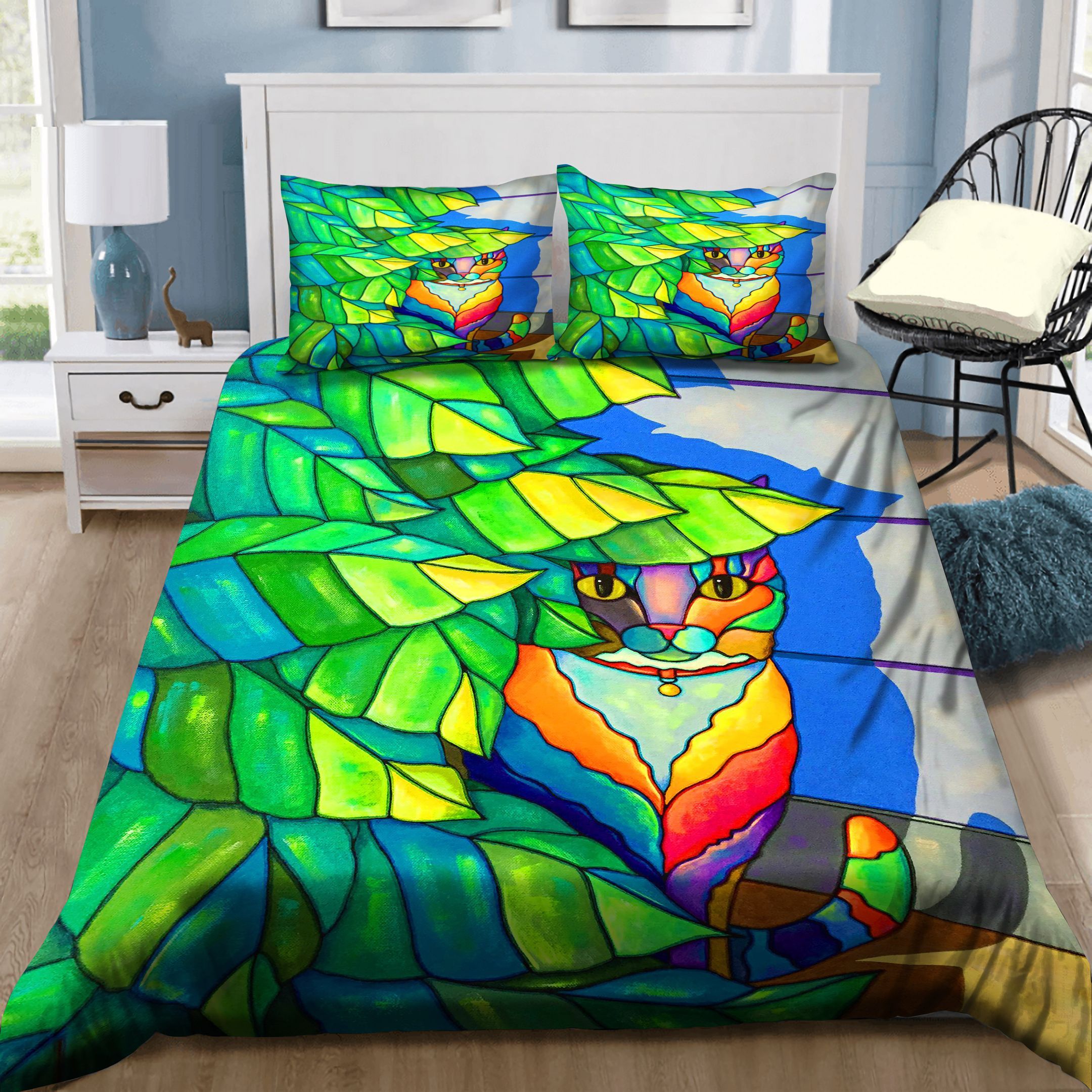 Colorful Cat Painting Bedding Set