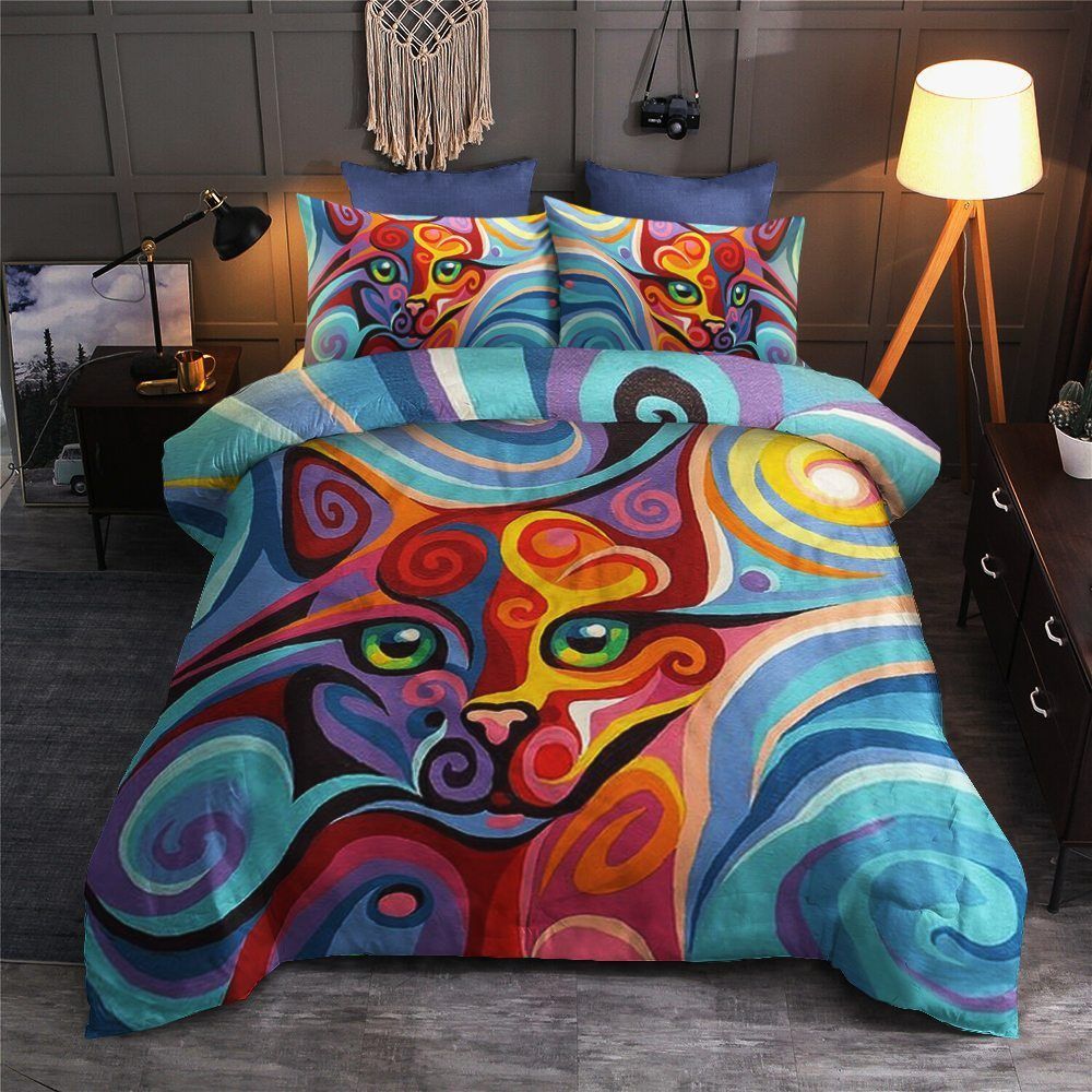 Colorful Cat Cotton Bed Sheets Spread Comforter Bedding Set