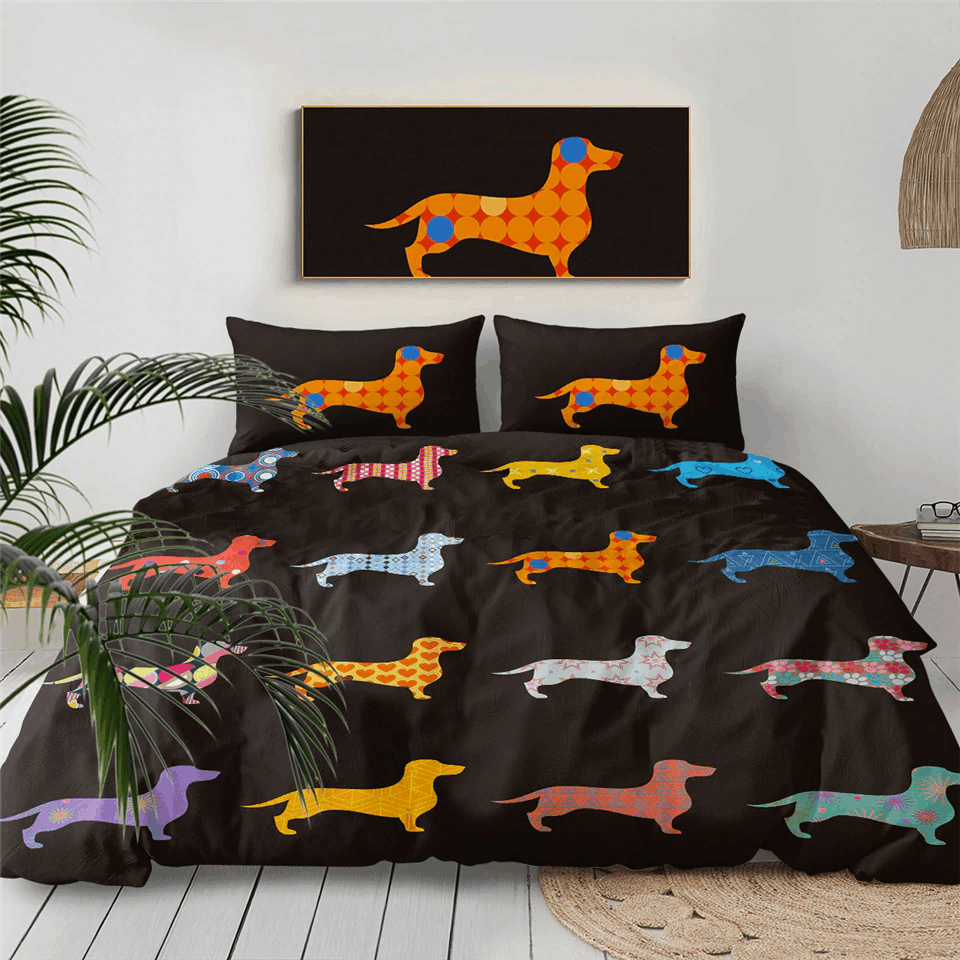 Colorful Dachshund Bedding Set