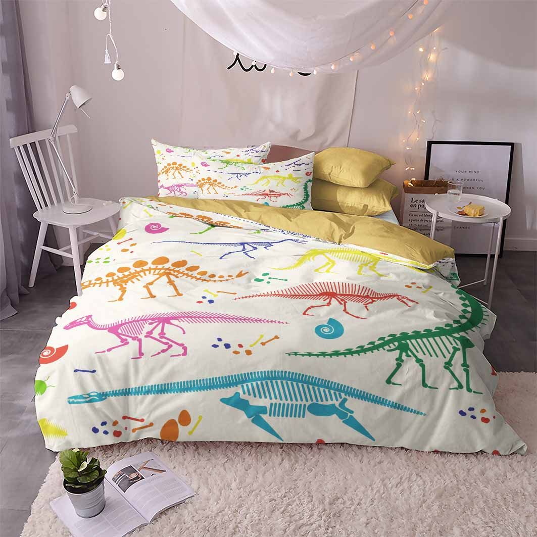 Colorful Dinosaur Bones Printed Bedding Set
