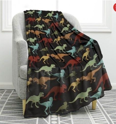 Colorful Dinosaur Sherpa Fleece Blanket