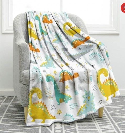 Colorful Dinosaur Sherpa Fleece Blanket
