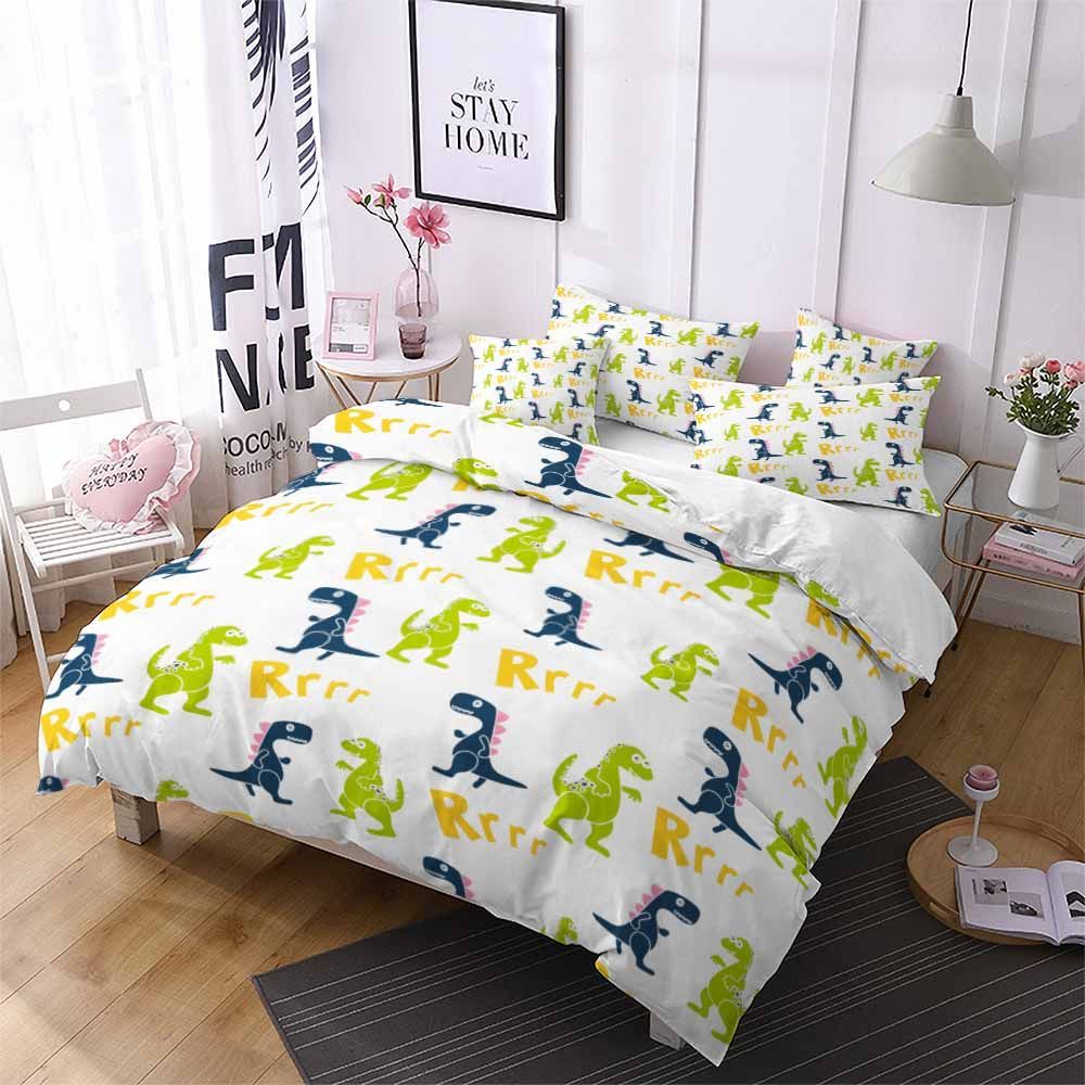 Colorful Dinosaur Pattern Printed Bedding Set