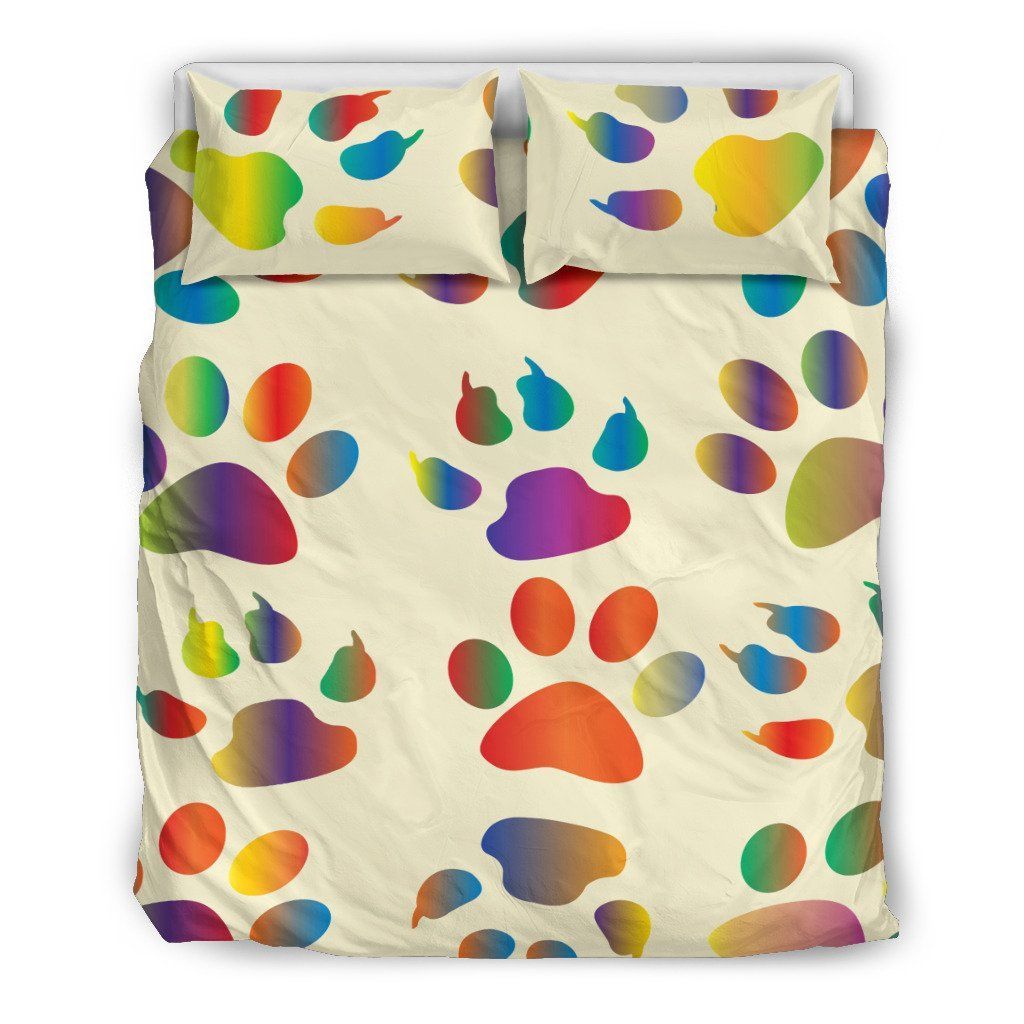 Colorful Dog Paw Themed Bedding Set