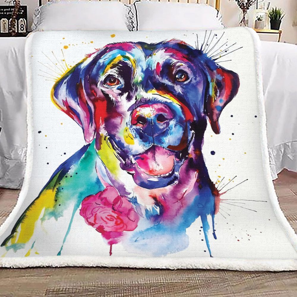 Colorful Dog Sherpa Fleece Blanket