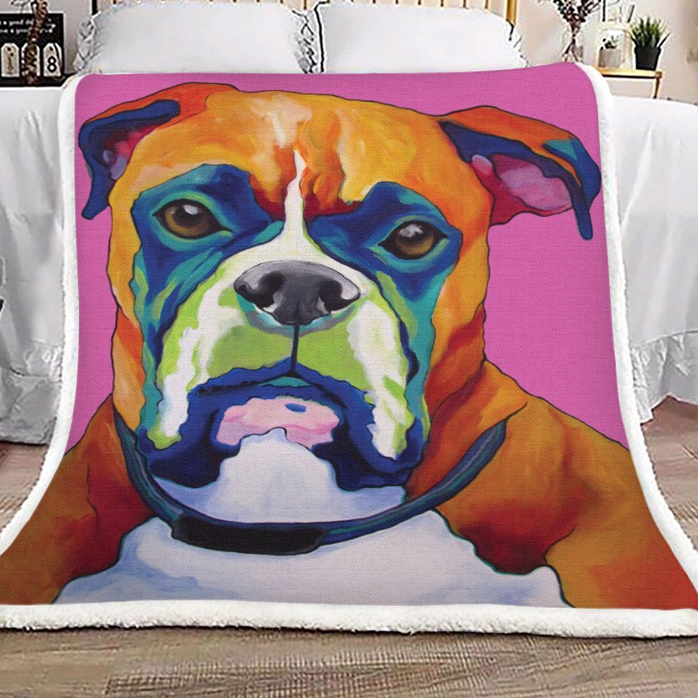 Colorful Dog Sherpa Fleece Blanket
