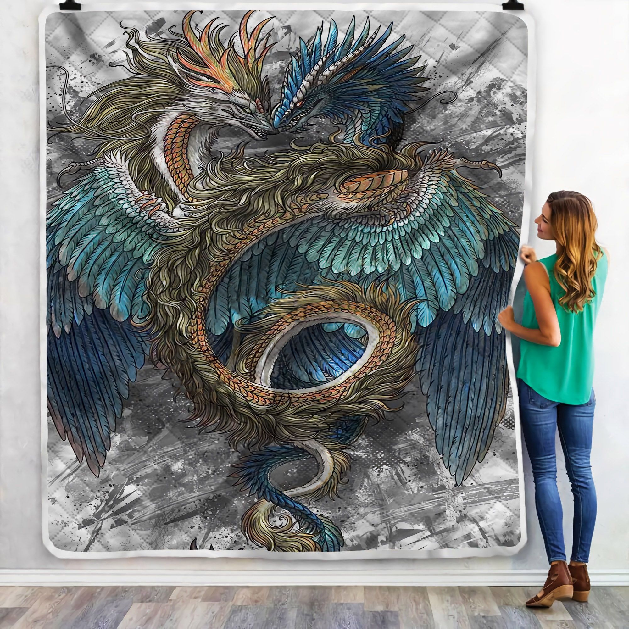 Colorful Dragon Sherpa Fleece Blanket