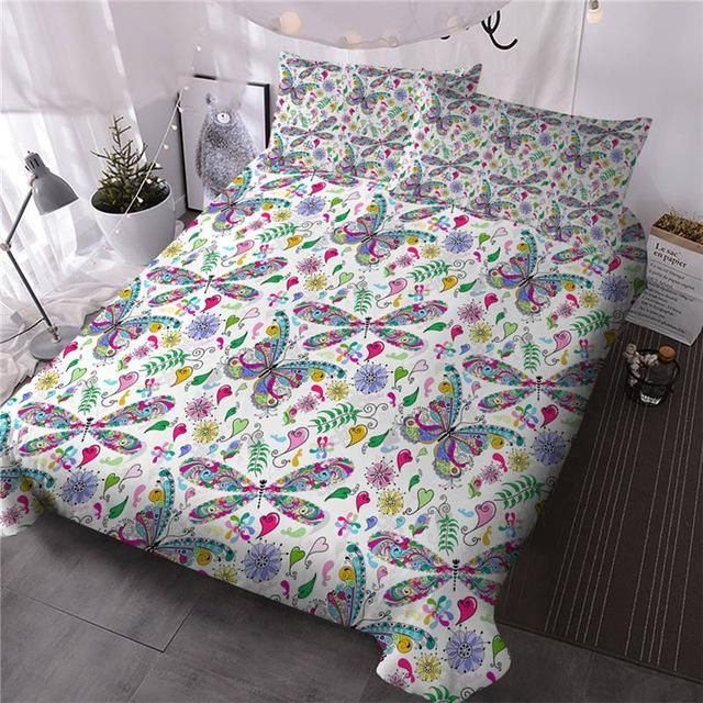 Colorful Dragonfly Background Bedding Set