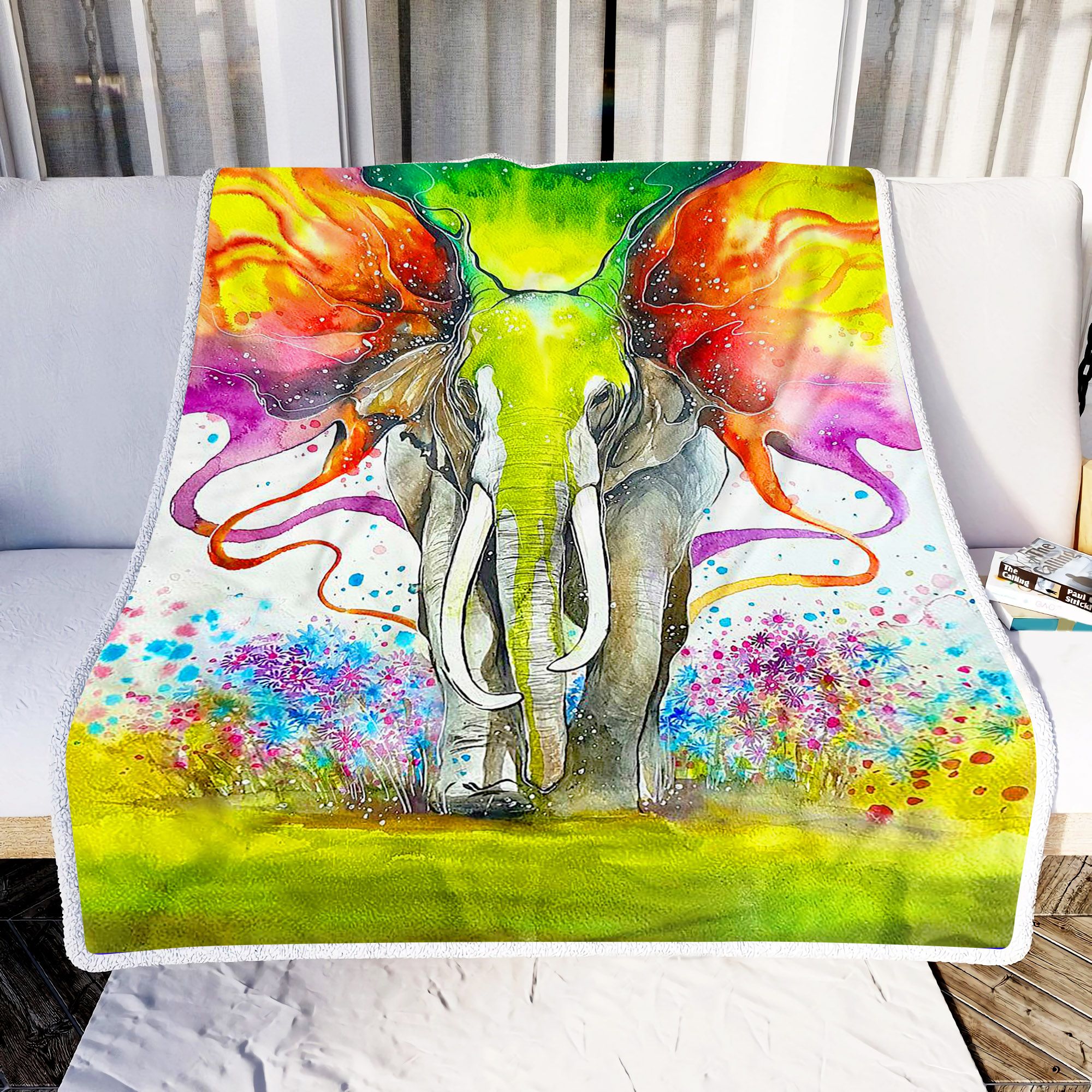 Colorful Elephant Art Fleece Blanket