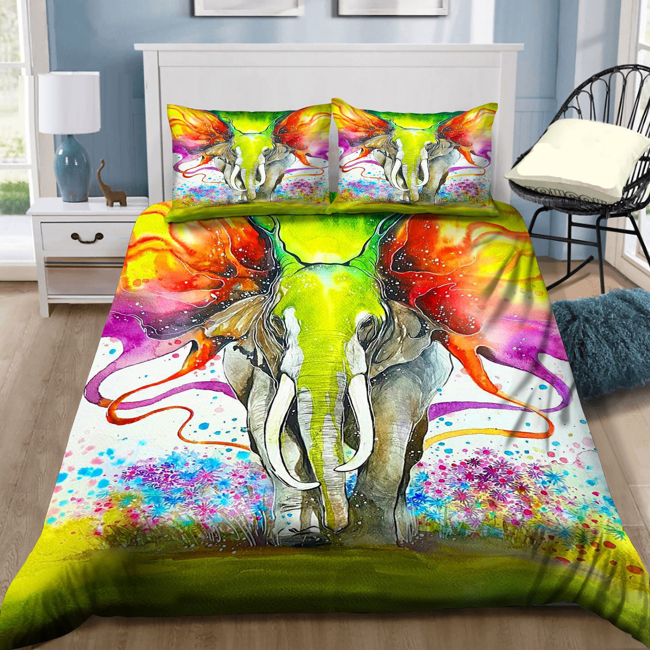 Colorful Elephant Art Bedding Set