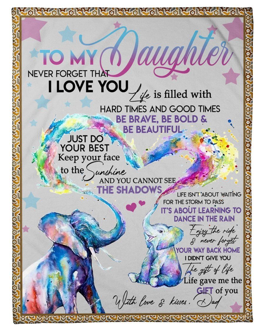 Colorful Elephant Life Gave Me The Gift Of You To Daughter Fleece Blanket Fleece Blanket