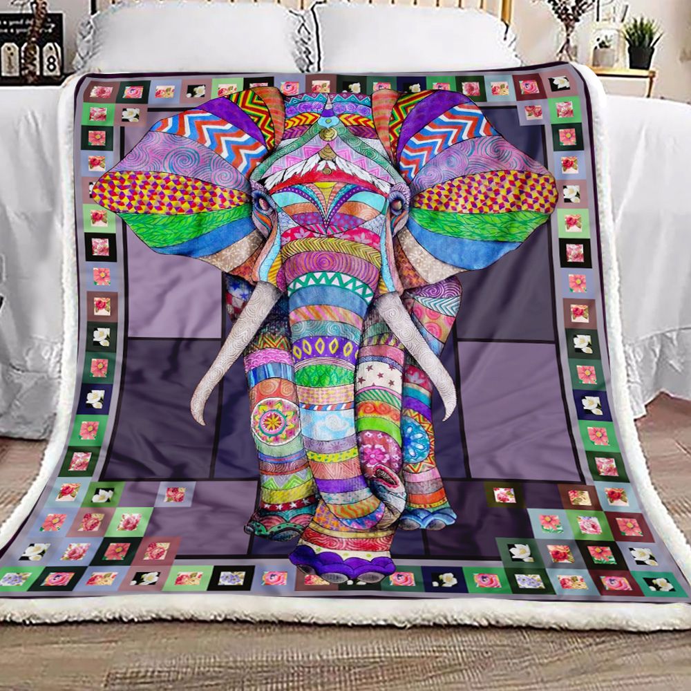 Colorful Elephant Fleece Blanket