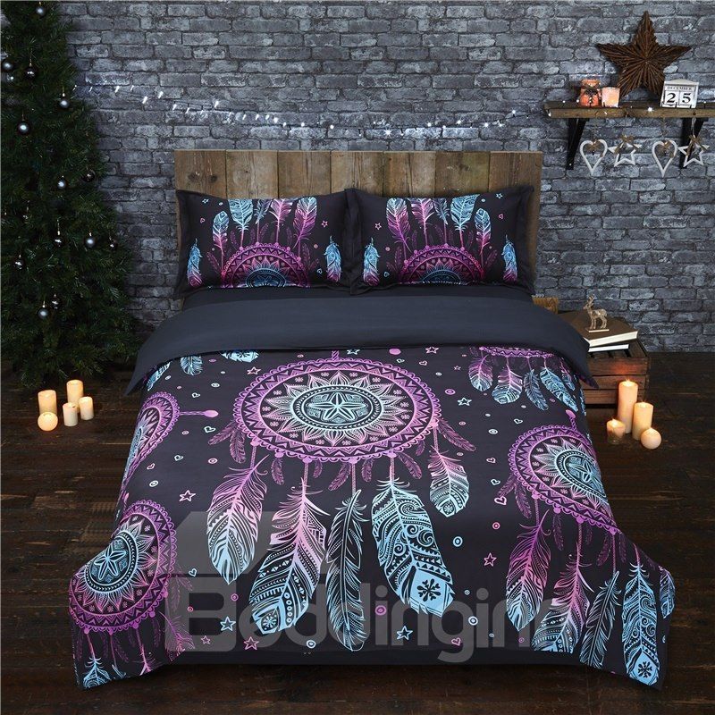 Colorful Feathers Bohemia Style Dream Catcher Bedding Set