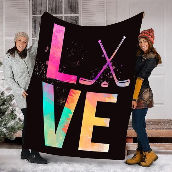 Colorful Field Hockey Sherpa Fleece Blanket