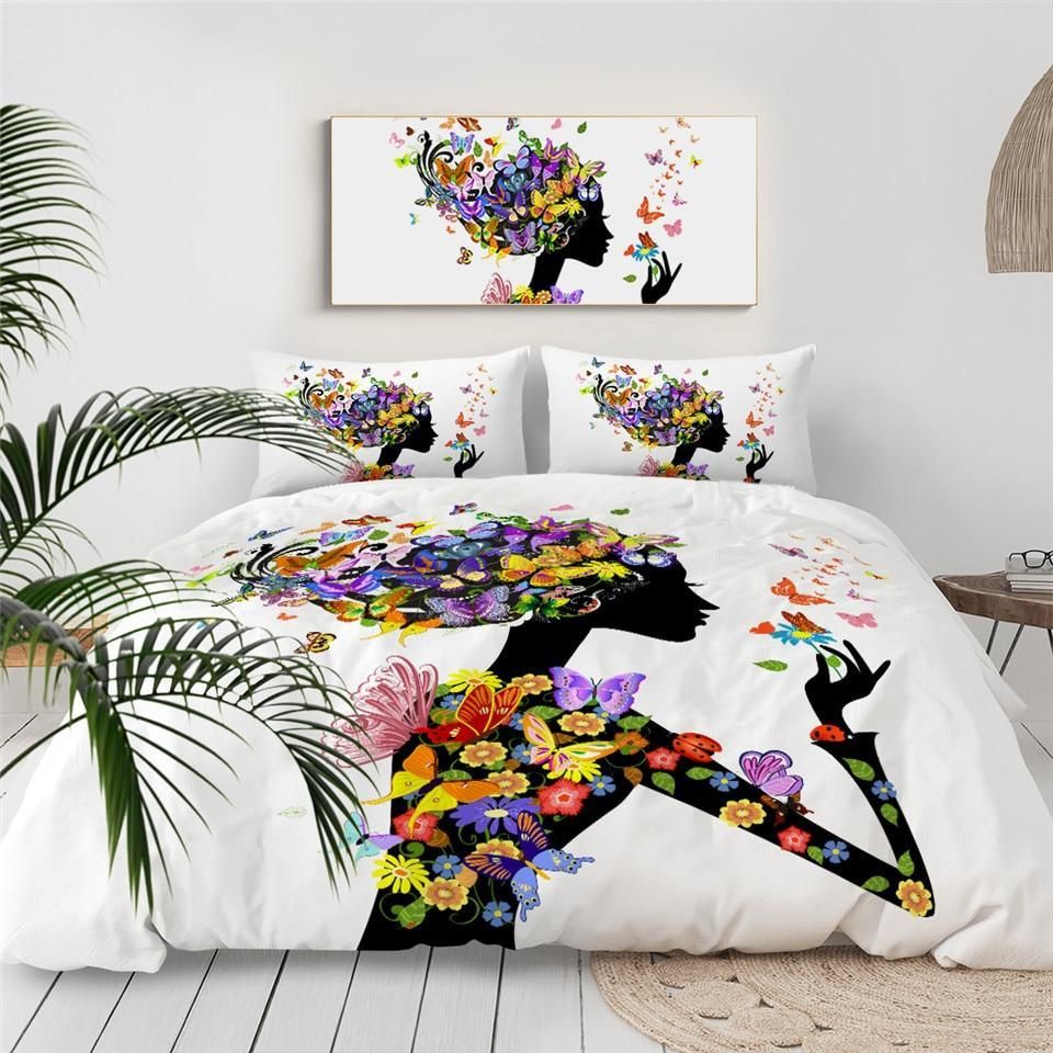 Colorful Floral Black Girl Bedding Set