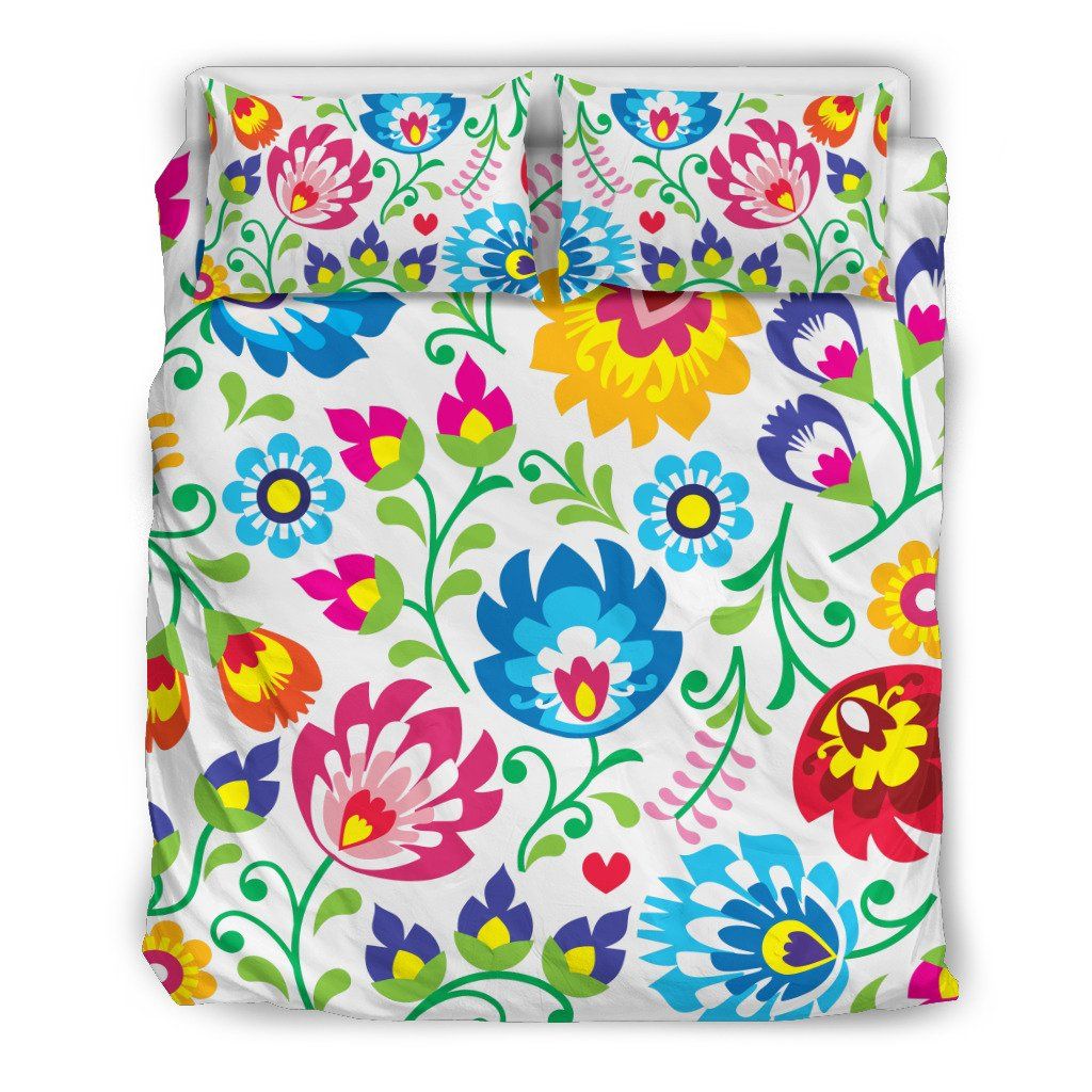 Colorful Floral In White Bedding Set