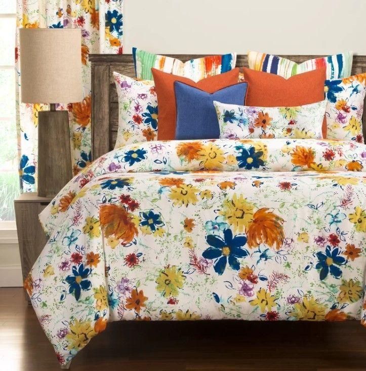 Colorful Flowers Splashing Bedding Set