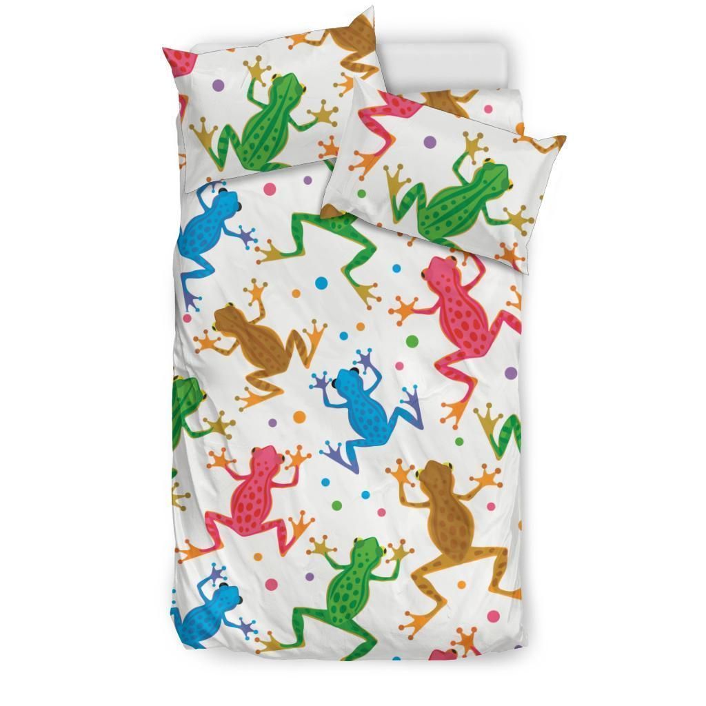 Colorful Frog Pattern Bedding Set