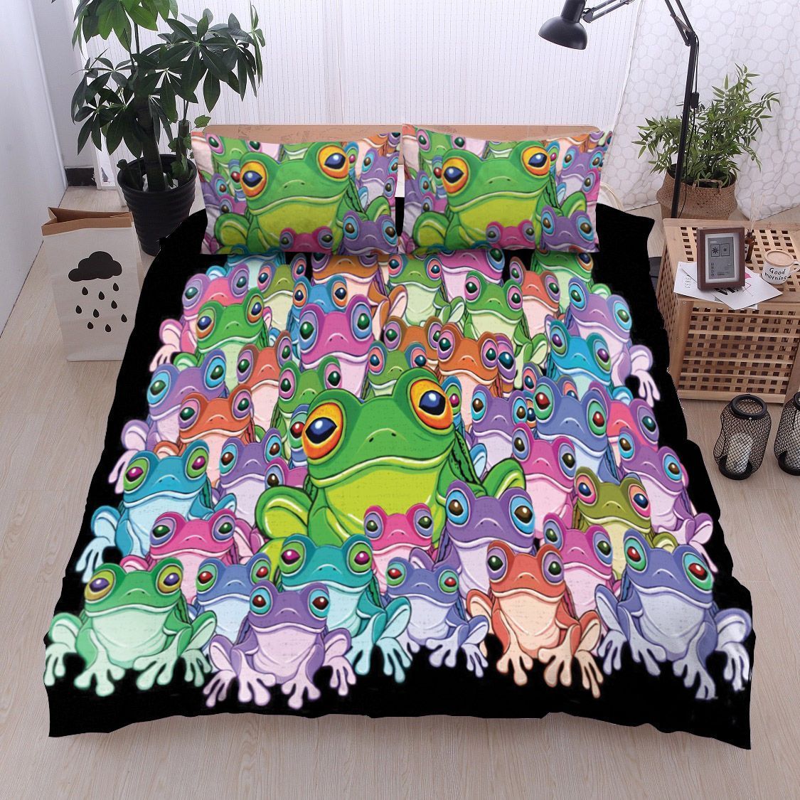 Colorful Froggy Family Bedding Set