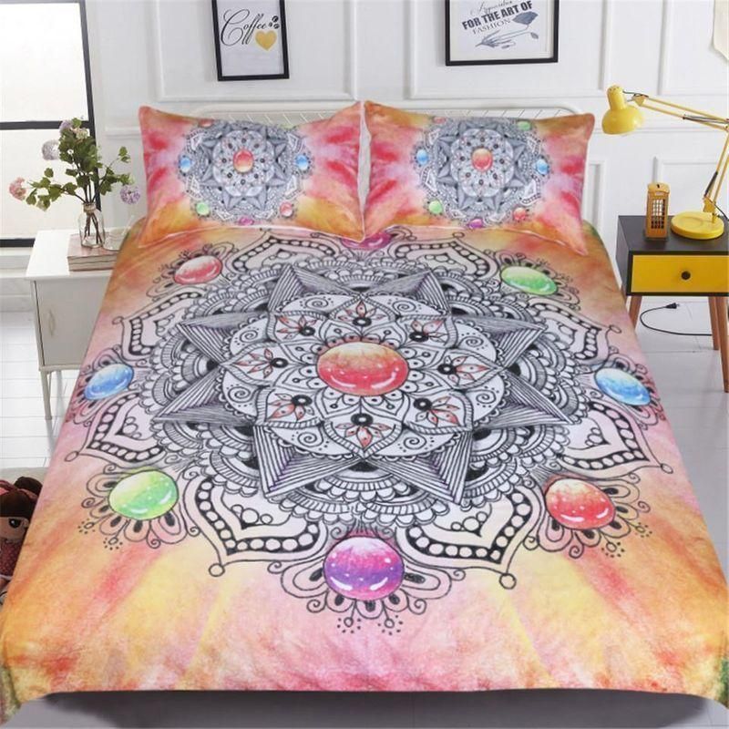 Colorful Gemstone Mandala Printed Bedding Set