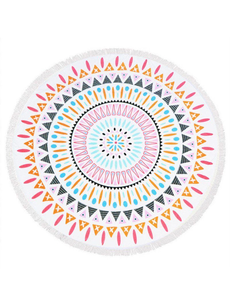 Colorful Geometric Printed Round Beach Towel
