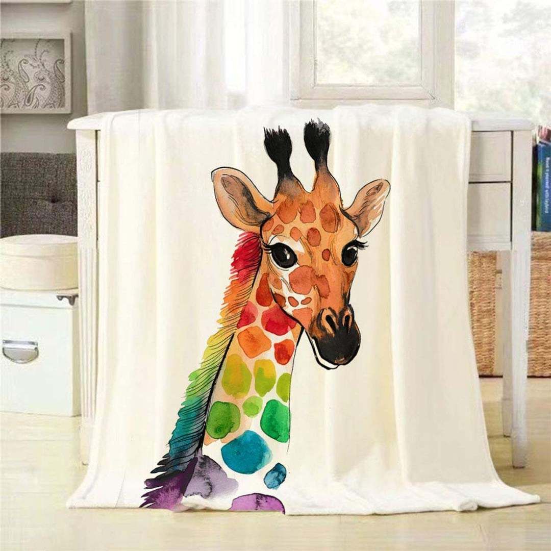 Colorful Giraffe Sherpa Fleece Blanket
