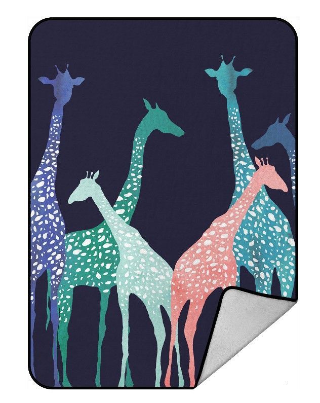 Colorful Giraffe Sherpa Fleece Blanket