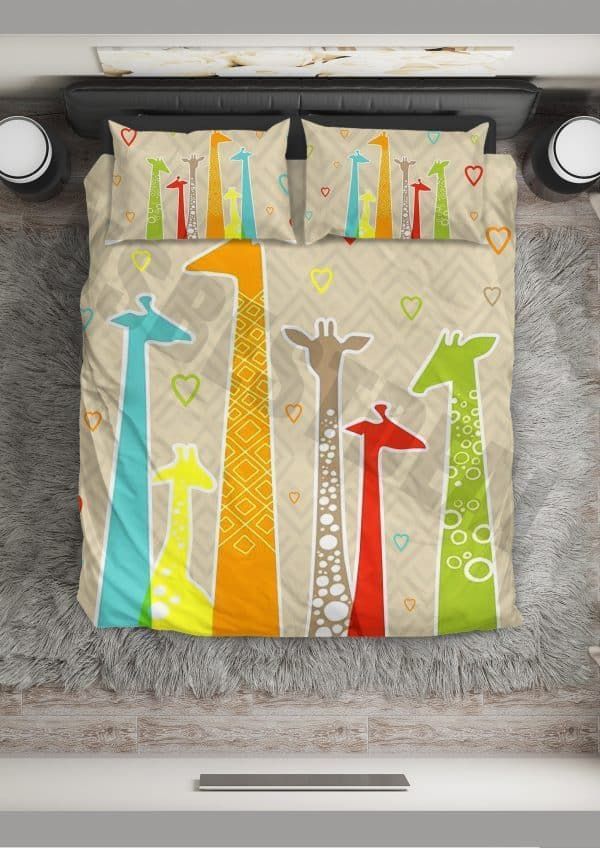Colorful Giraffe Family Bedding Set