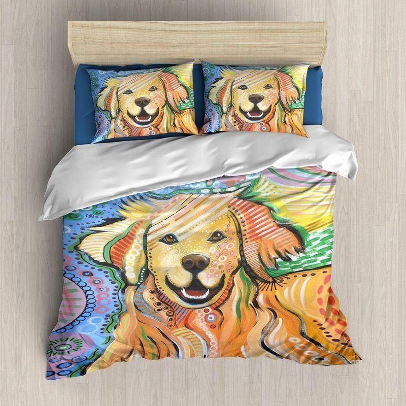 Colorful Golden Retriever Multicolor Bedding Set