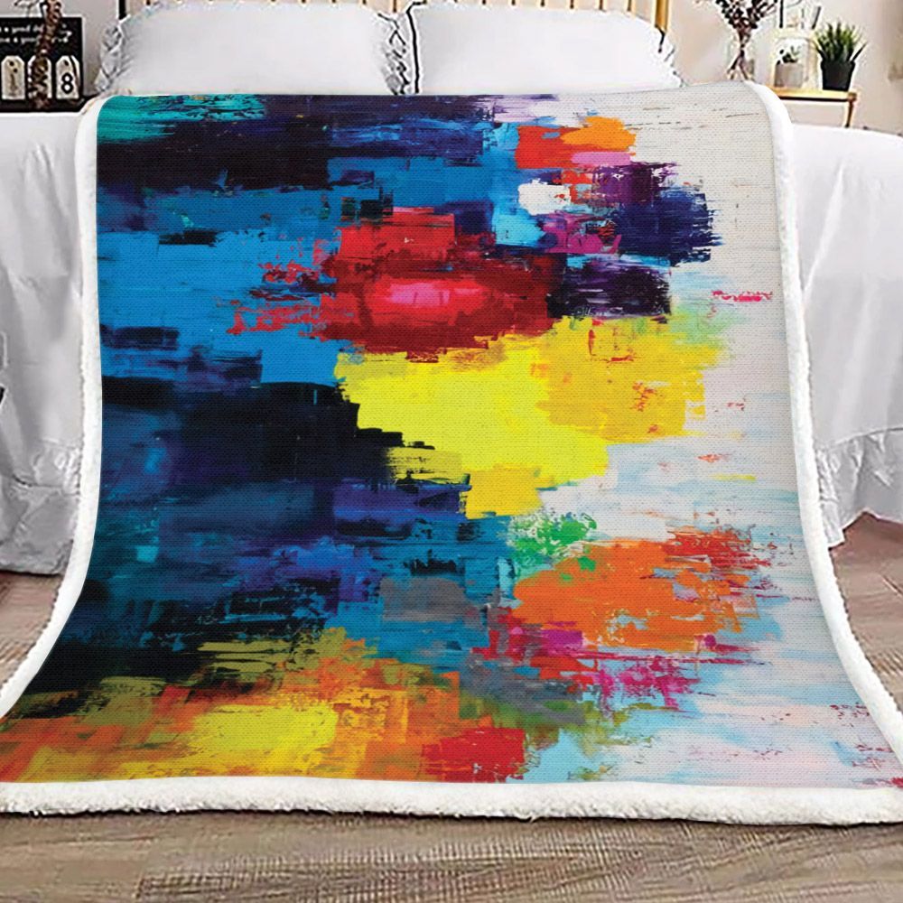 Colorful Grunge Painting Sherpa Fleece Blanket