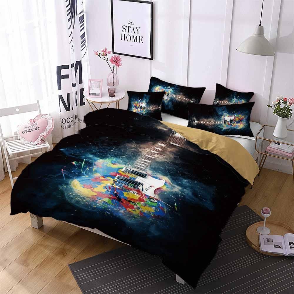 Colorful Guitar 3D Printed Bedding Set