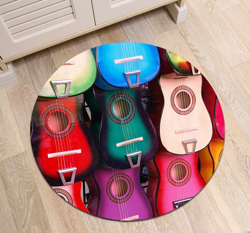 Colorful Guitar Round Carpet