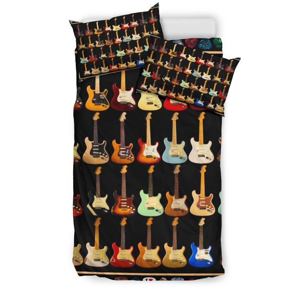 Colorful Guitar Giving Music Lovers Bedding Set