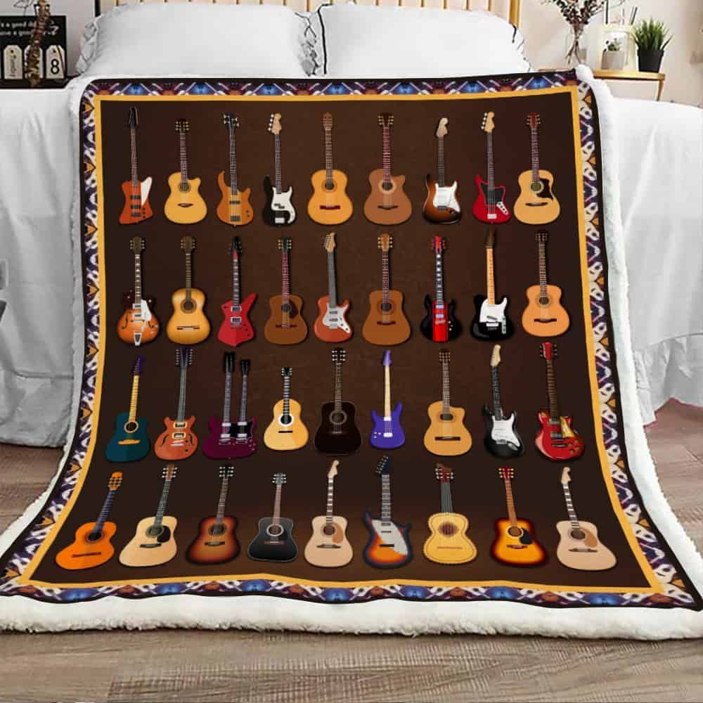 Colorful Guitar Sherpa Fleece Blanket