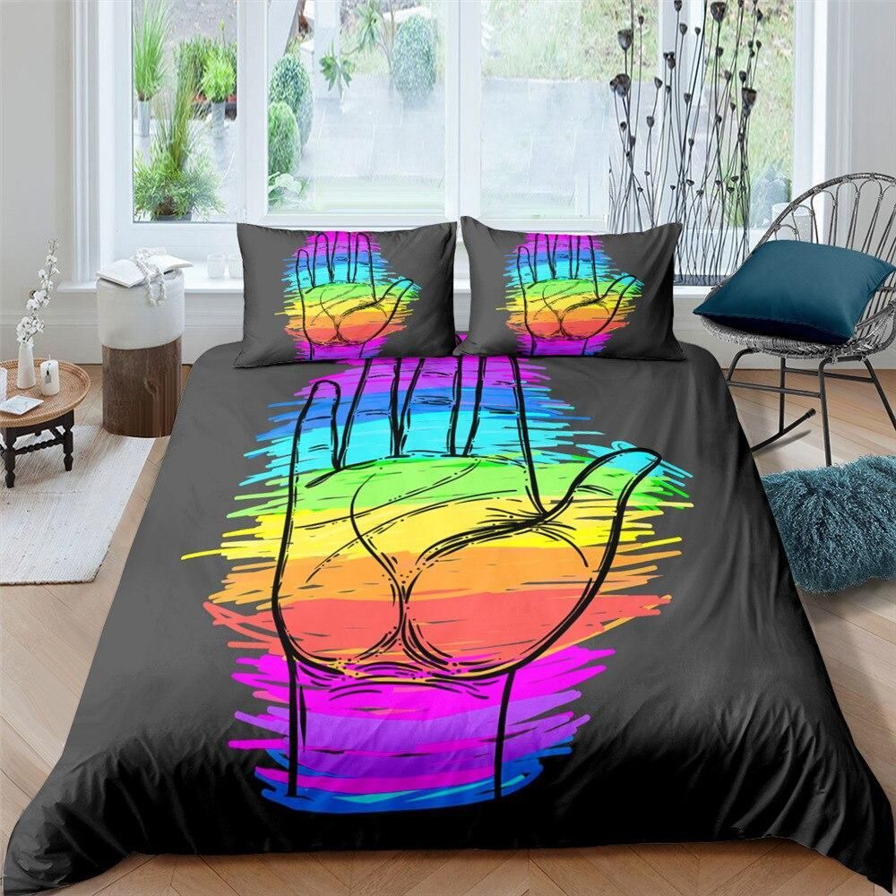 Colorful Hand On Black Bedding Set