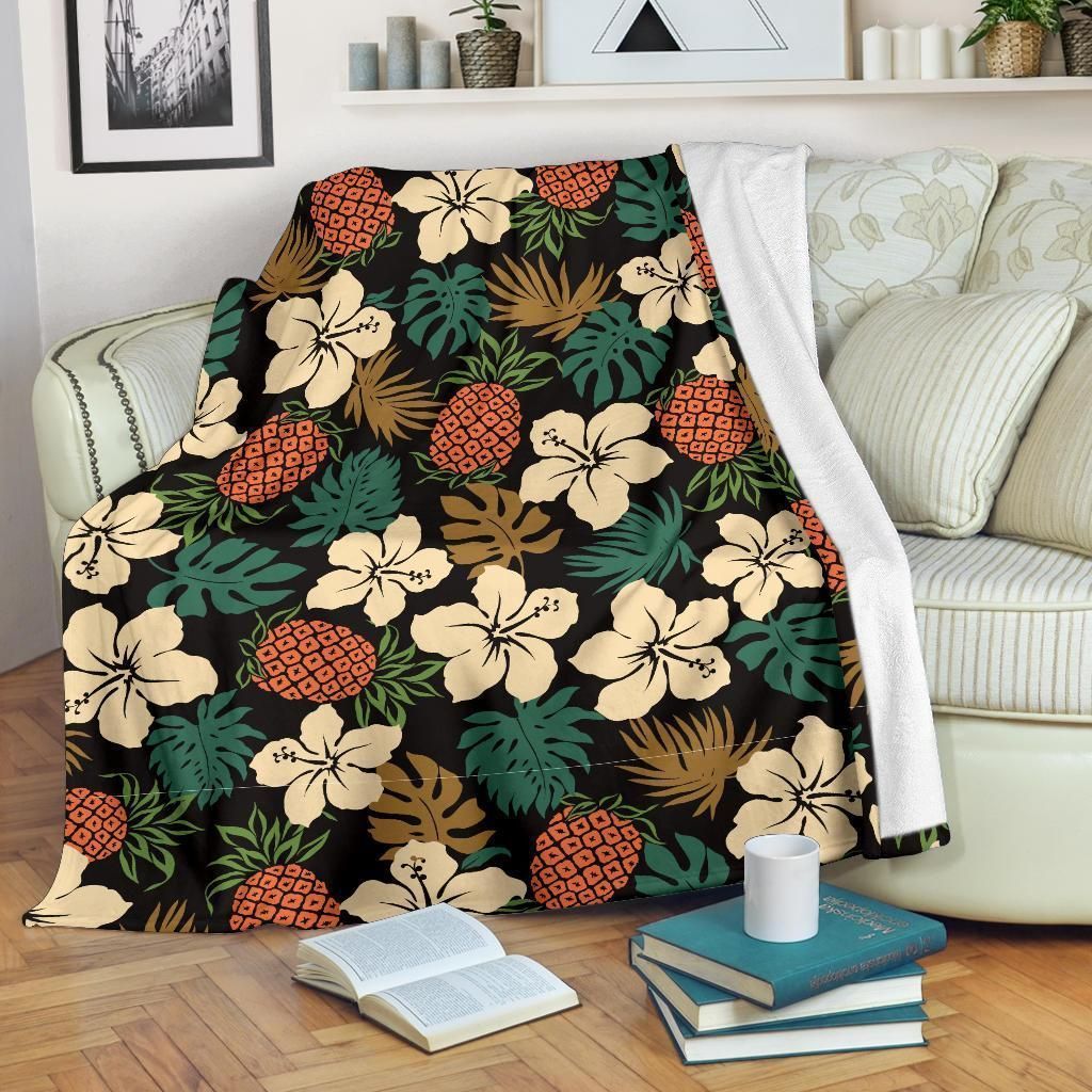 Colorful Hawaiian Themed Pattern Print Design Fleece Blanket